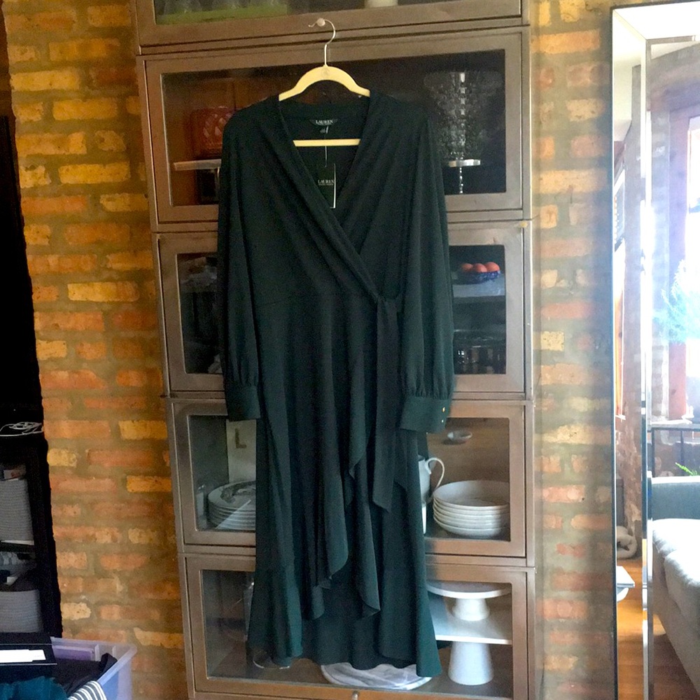 NWT Lauren Ralph Lauren Forest Green MIDI Dress
